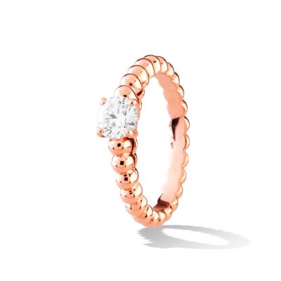 Van Cleef & Arpels Perlee Solitaire Diamond Ring Fake 18kt Silver Pink/Yellow Gold Feminine Curves VCARO1VD00 VCARO1VC00 