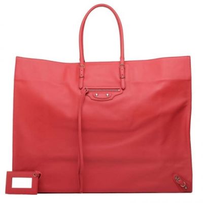 Cheapest Balenciaga Red High End Leather A3 Studs Tote Bag Buckle Trimming Hand Mirror Replica 