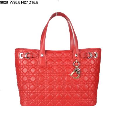 Best Dior Womens Panarea Golden D.I.O.R Charm Large Red Cannage Lambskin Shoulder Bag Top Handle 