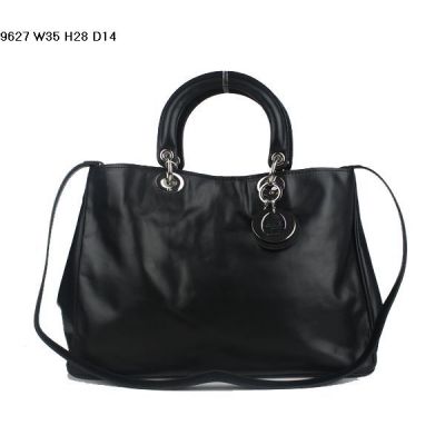 Christian Dior Women's "Diorissimo" Quality Black Nappa Leather Tote Bag Silver Hardware 