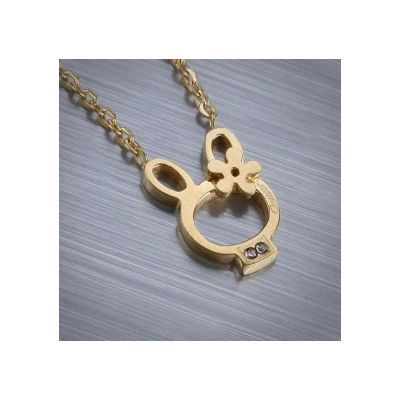 Best Quality Cartier Cute Rabbit Pendant Necklace Replica White/Pink/Yellow Gold Plated