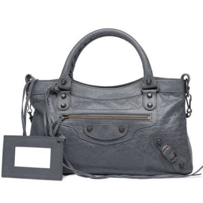 Gris Tarmac Balenciaga Leather Trimming Brass Buckle Ladies First Shoulder Bag For Sale Replica 