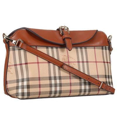 Burberry Hot Selling Medium House Check Female Brown Leather Crossbody Bag