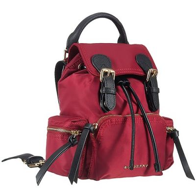 Medium Burberry Rucksack 40166211 Women's Dark Red Nylon Clone Backpack 