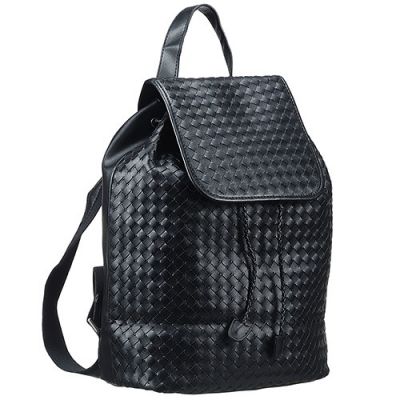 High Quality Unisex Bottega Veneta Black Backpack Leather Trim 