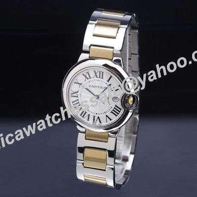 Ballon Bleu de Cartier W2BB0010 Love 29mm White Face 2-Tones Bracelet Watch 