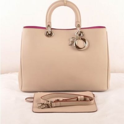 2017 New Price Dior "Diorissimo" Ladies Leather Beige Tote Bag Golden Hardware Rose Lining 