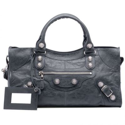 Balenciaga Silver Studs Ladies Giant 21 Part Time Anthracite Leather Shoulder Bag Buckle Trimming Sell