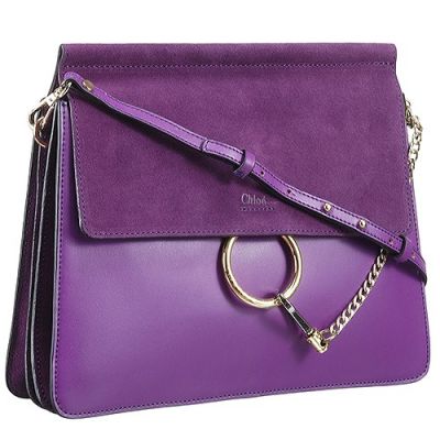 Chloe Faye Thin Smooth Leather Strap Womens Purple Shoulder Bag 