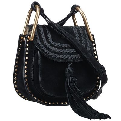 Mini Chloe Hudson 3S1220-H67-001 Ladies Black Suede Shoulder Bag Gold C-shape Hardware
