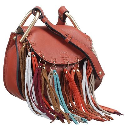 2017 Chloe Hudson Multicolor Suede Tassel Brown Leather Shoulder Bag Girls 