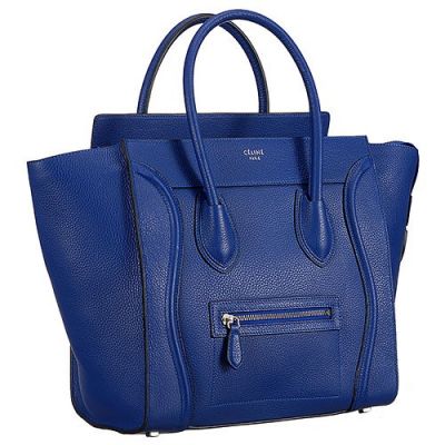 Women's Quality Celine Luggage Mini Large Volume Blue Tote Bag Silver Hardware