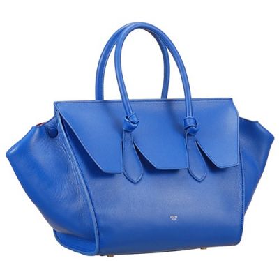 2017 Popular Celine Womens Blue Leather Tie Tote Bag Stretched Wings Replica