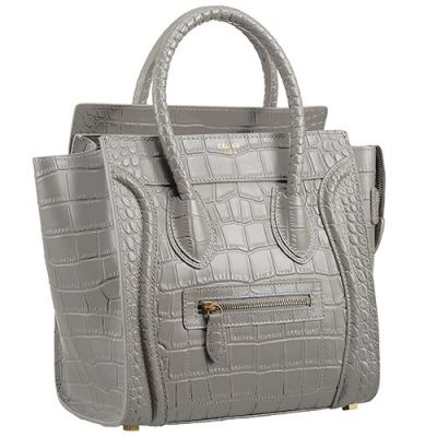 Celine Medium Luggage Great Capability Women's Grey Crocodile Tote Bag Replica