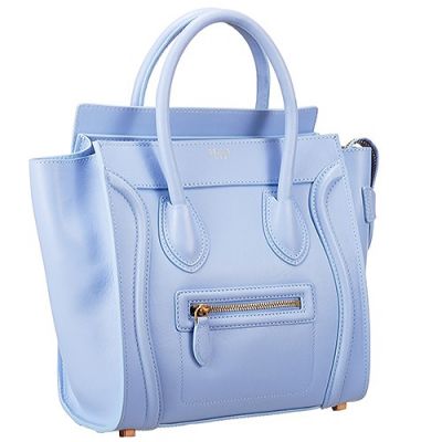 Women's Top Handle Celine Elegant Style Light Blue Micro Luggage Tote Bag 