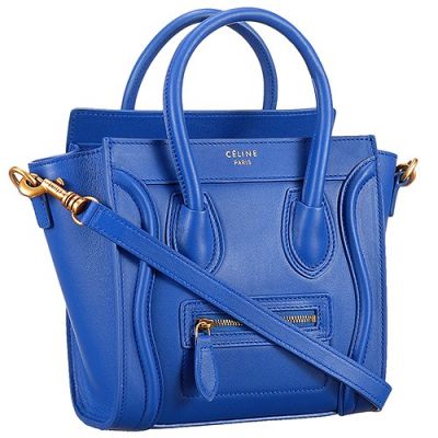 Celine Yellow Brass Hardware Luggage Women's Blue Nano Shoulder Bag 2017 Collection