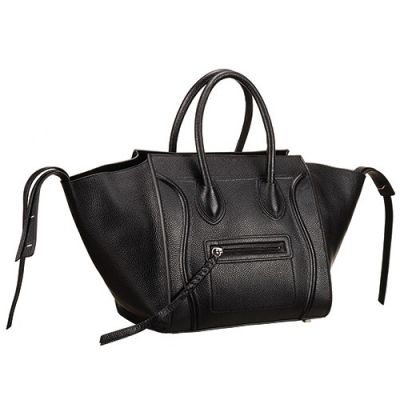 Celine Female Black Medium High Quality Phantom Tote Bag Leather Trimmings 