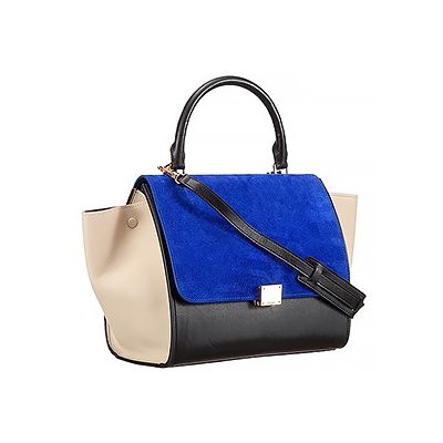 Celine Trapeze Blue Napped Leather Pocket Womens Tri-color Bag Price List 