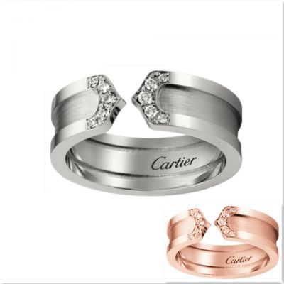 C de Cartier Logo Double C Ring B4044200 Diamonds 18k White/ Pink Gold Plated Online Sale