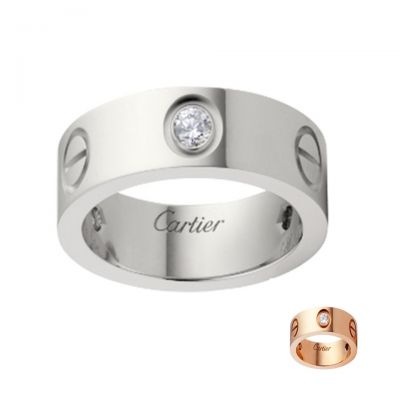 Cartier Love Three Diamonds Screw Motifs Ring Couple Style White Gold/ Pink Gold Fashion Design B4032500/B4087500