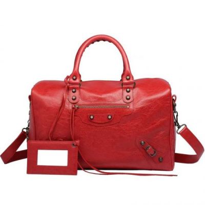 Fashion Balenciaga Polly Poppy Leather Hand Stitched Handles Aged Brass Studs Ladies Shoulder Bag For Sale 