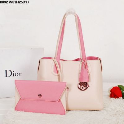 Sweet Dior Addict Bi-color Calfskin Leather Pink Shopping Bag Rose Gold Pendant 