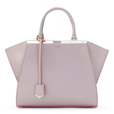 Fendi 3Jours Leather Trimming Silver Hardware Ladies Beige-Pink Tote Bag Multicolor Edge For Sale Online 