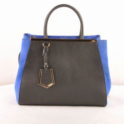 Good Price Fendi 2Jours Slim Top Handle Ferrari & Lambskin Leather Medium Womens Handbag Blue-Black 