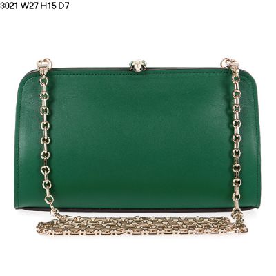 Women's Bvlgari Serpenti  Green Shoulder Bag Popular Single Golden Chain Shoulder Strap Zipper Pocket Inside 