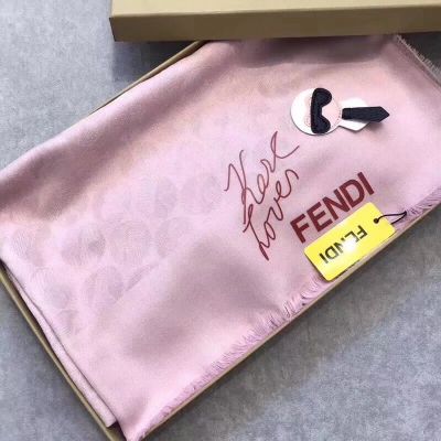 Fendi Karlito Pink Soft Stylish Silk & Wool Scarves Jacquard Filling Autumn Sale Online Canada Outlet Women 
