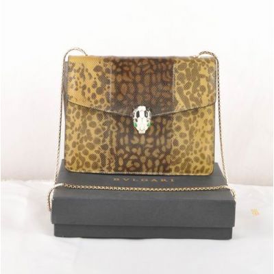 Top Sale Bvlgari Serpenti Single Slim Shoulder Strap Snakeskin Leather Shoulder Bag Apricot And Brown 