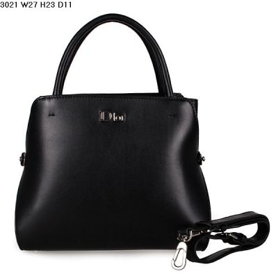 Medium Women's Dior A-shape Smooth Leather Black Fake Tote Bag Silver Zipper Top Handle 