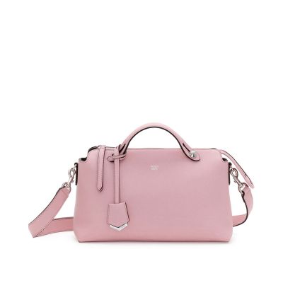 Sweet Pink Fendi Arrow-shaped Pandent Ladies By The Way Silver Zipper Handbag Removable Flat Handle 