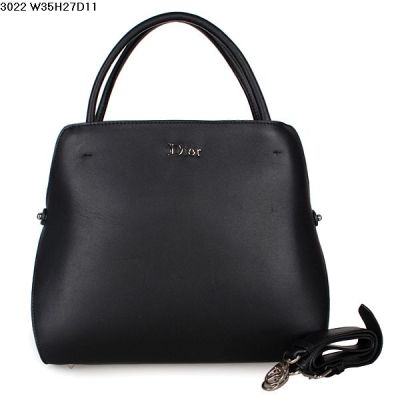 Large Dior Black Calfskin Leather Top Handle Ladies Tote Bag Silver Hardware Low Price 