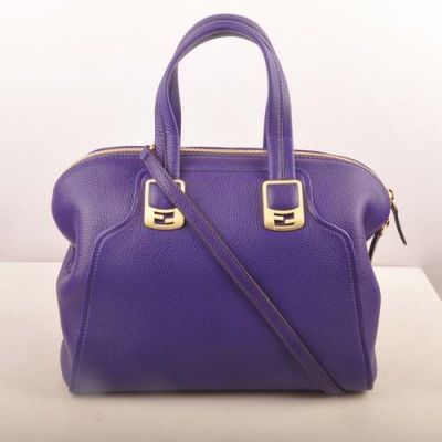 Top Sale Fendi Chameleon Double F Buckle Ladies Purple Calfskin Leather Brass Zipper Handbag Slim Shoulder Strap 