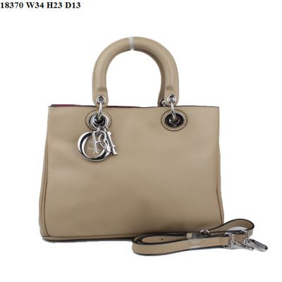 Medium Dark Apricot Nappa Leather Dior Ladies "Diorissimo" Tote Bag Silver D.I.O.R Charm  Online Sale