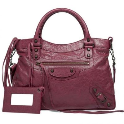 Classic Cassis Balenciaga Leather Large Volume Brass Zipper Ladies Town Totes Top Handle For Cheap