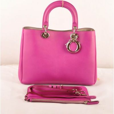 Fashion Trends Dior "Diorissimo" Womens Peach Smooth Leather Top Handle Crossbody Bag Side Snap Buttons 