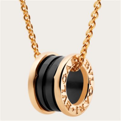 Bvlgari B.Zero1 346083 CL855762 Pink Gold Plated Spring Pendant Necklace With Black Ceramic New Arrival Lovers Jewelry