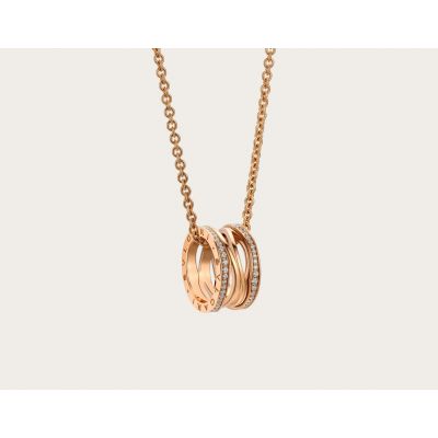Stylish Bulgari Collier B.Zero1 18K Rose Gold/Silver Diamonds Skeleton Design Necklace UK Price 354195 CL858126