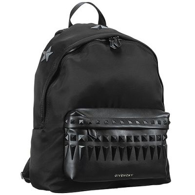 Givenchy High Quality Designer Front Leather Zipper Pocket With Rivet Classic Black Canvas Backpack