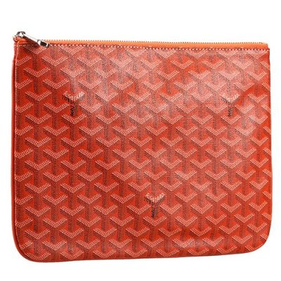 Best Price Goyard Womens Orange Leather Clutch Chevron Shop Online