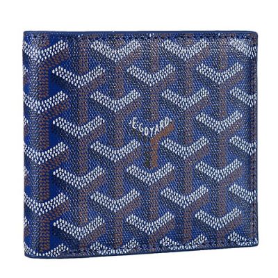 Cheapest Goyard Victoire Best Reviews Leather Dark Denim Blue Compact Wallet 
