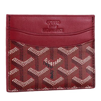 Popular Goyard Saint Sulpice Burgundy Leather Card Holder Pocket Monogram Discount