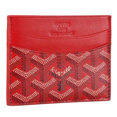 Cheapest Goyard Saint Sulpice Leather Card Holder Pocket Red Chevron Motif Thin For Women