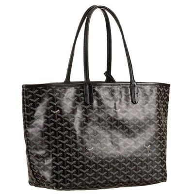 Cheapest Goyard Saint Louis Tote Handbag Black Calfskin Leather Chevron With Small Bag Trimming