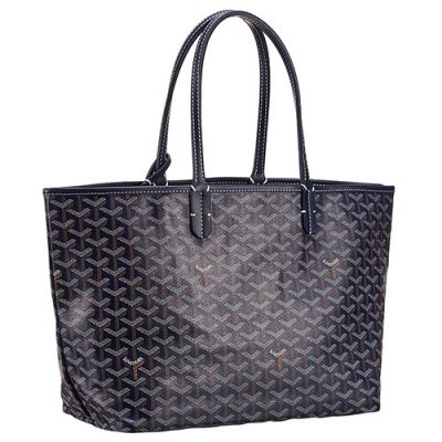 2017 Goyard Saint Louis Leather Shoulder Bag Navy Blue Herringbone Shopping Bag For Women