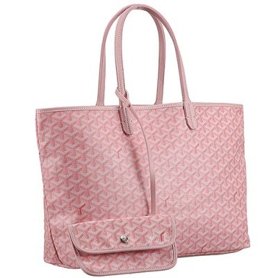 Popular Goyard Saint Louis Tote Handbag Pink Leather Chevron Trimming Replica Online