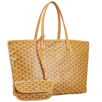 Goyard Saint Louis Tote Handbag Bright Yellow Leather Y-Pattern Print Hilary Duff Celebrity Style