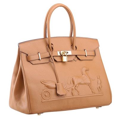 High Quality Hermes Birkin Horse Embossed Gold Plated Hardware Belt Flap Tote Bag For Ladies  